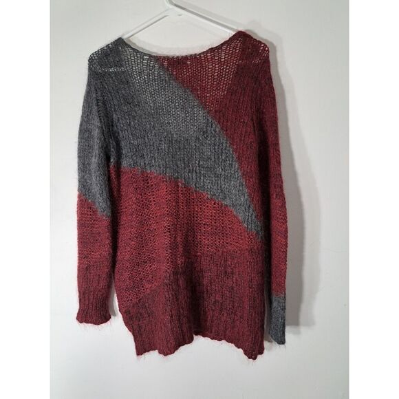 Eileen Fisher Womens small sweater alpaca wool burgundy gray lightweight soft - Picture 5 of 8